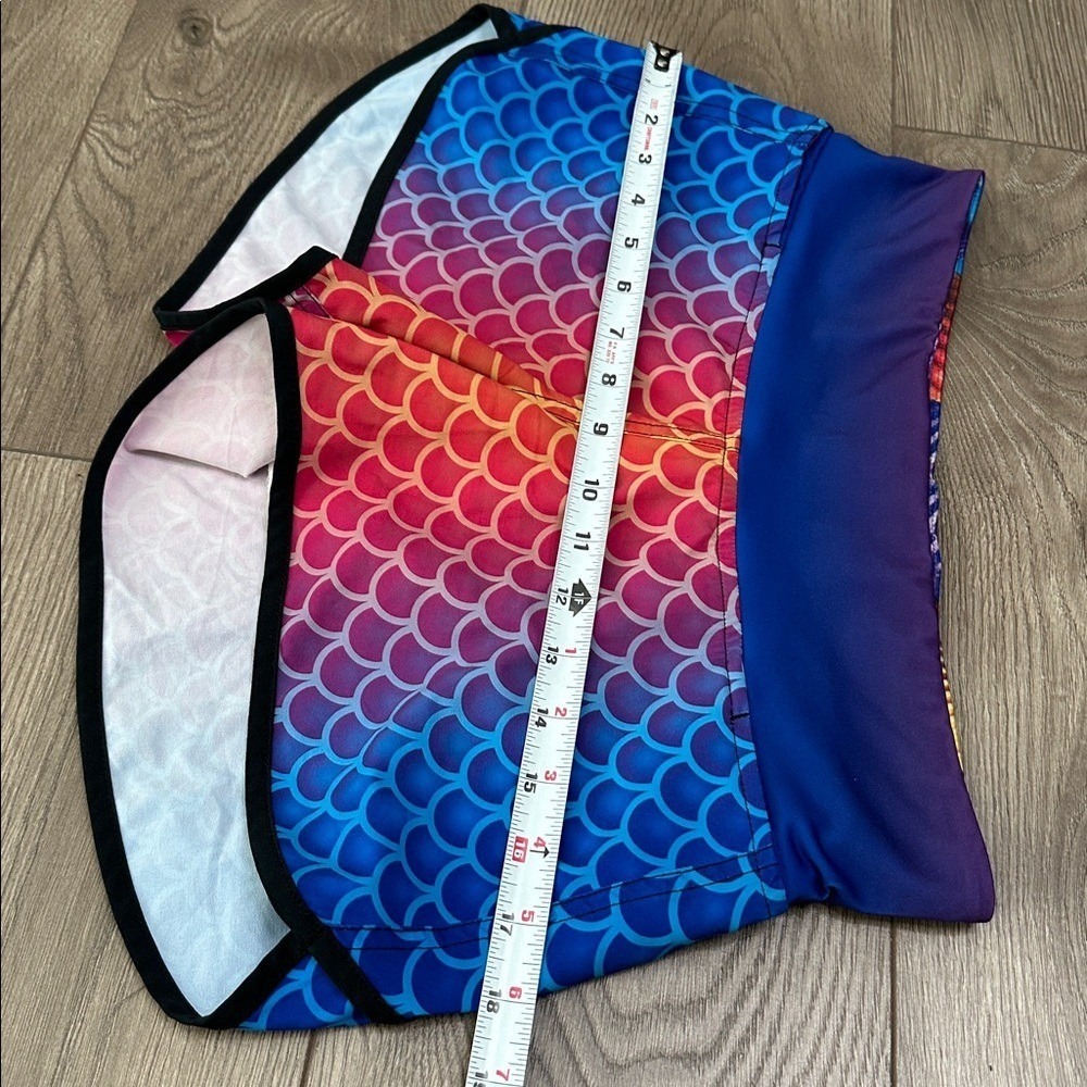 INKnBURN Mermaid Scale Performance Lined Running Shorts Blue Red Size 6 - Picture 11 of 13